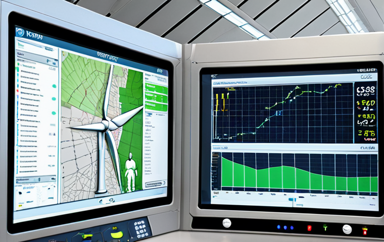 **
> Smart grid control center, featuring real-time energy monitoring displays, wind turbine and solar panel icons, engineers analyzing data, modern and high-tech environment, emphasis on stability and renewable energy integration.
**
