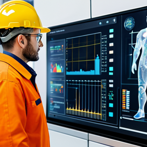 Home 7 A professional male industrial engineer in a modest safety uniform, standing in a brightly lit, modern smart factory. He is looking at a transparent holographic display showing real-time production data and AI-driven insights, with complex machinery and data visualizations in the background. The scene is futuristic and emphasizes data flow and automation.
fully clothed, appropriate attire, safe for work, professional, perfect anatomy, correct proportions, natural pose, well-formed hands, proper finger count, natural body proportions, professional photography, high quality.