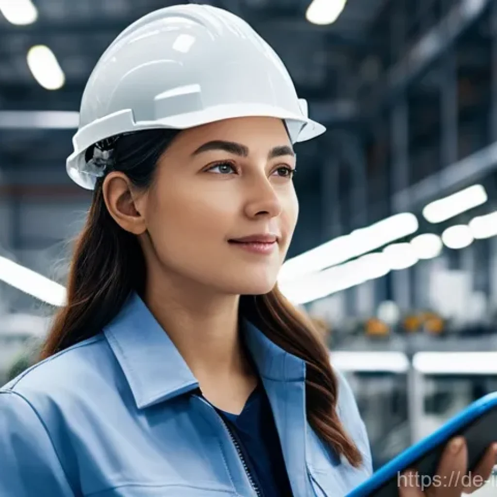 산업공학과 환경 최적화 기술 - **Prompt:** "A young, diverse female industrial engineer, dressed in a professional but practical ju...