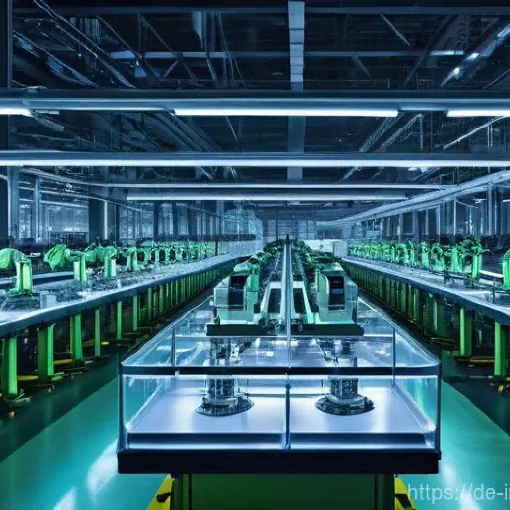 산업공학과 사이버 물리 시스템 - **"A highly detailed, photorealistic depiction of a state-of-the-art, intelligent factory floor at d...