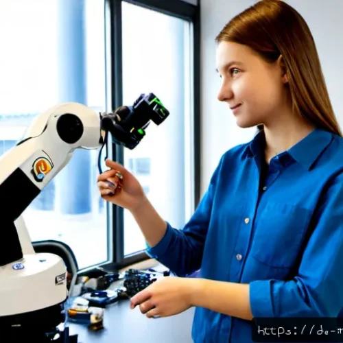 Home 17 산업공학과 인간 컴퓨터 상호작용 - Photorealistic industrial engineering laboratory in Munich, Germany, a focused university student we...