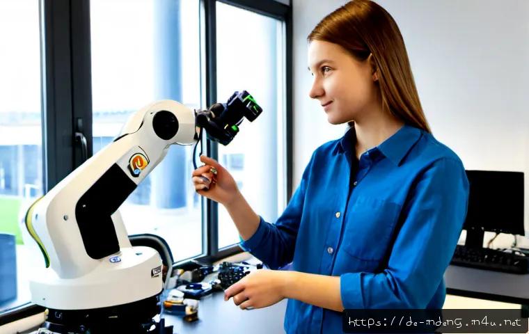 산업공학과 인간 컴퓨터 상호작용 - Photorealistic industrial engineering laboratory in Munich, Germany, a focused university student we...